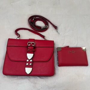 CARLOS SANTANA (Elegant Red Women's Hand  and crossbody bag ) set